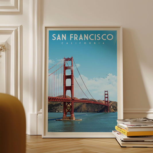 San Francisco Art Print, San Francisco Print, California Wall Art, Golden Gate Bridge Poster, Vintage Travel Decor, Apartment Wall Decor