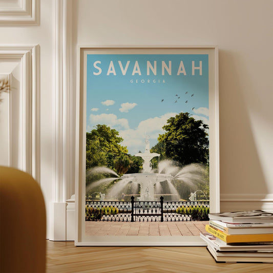 Savannah Poster Print, Vintage Savannah Georgia Wall Art Home Decor, Retro Georgia Travel Poster Print, Savannah Gift