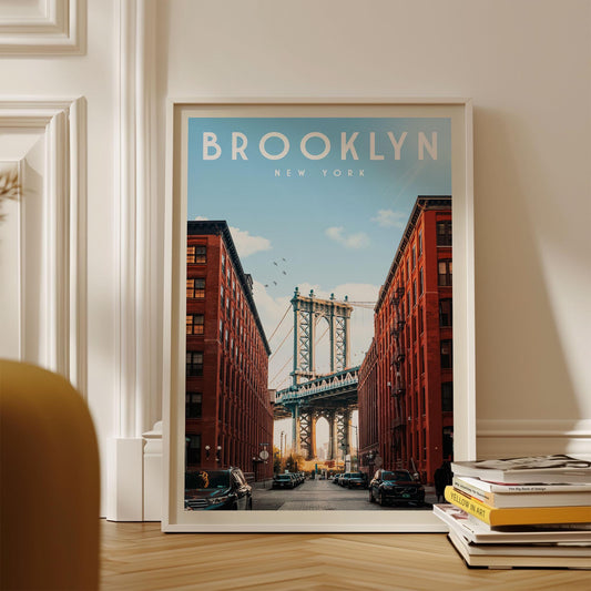 Brooklyn Poster, Brooklyn Wall Art Print | Vintage New York Travel Poster | Brooklyn Print, City Apartment Gift