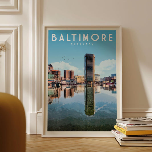 Baltimore Poster, Baltimore Wall Art Print | Vintage Maryland Travel Poster | Baltimore Harbor Print, Coastal Housewarming Gift