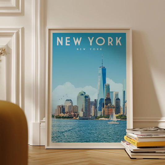 New York City Skyline Poster Print, NYC Wall Art Print Home Decor, Vintage New York State Travel Poster, New York City Wall Art Travel Gift