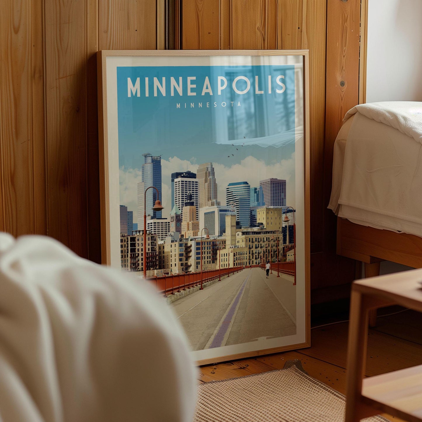 Minneapolis Poster, Minneapolis Framed Print, Minneapolis Wall Art, Minnesota Decor, Minnesota Gift, Minnesota Travel Poster, Minnesota Map