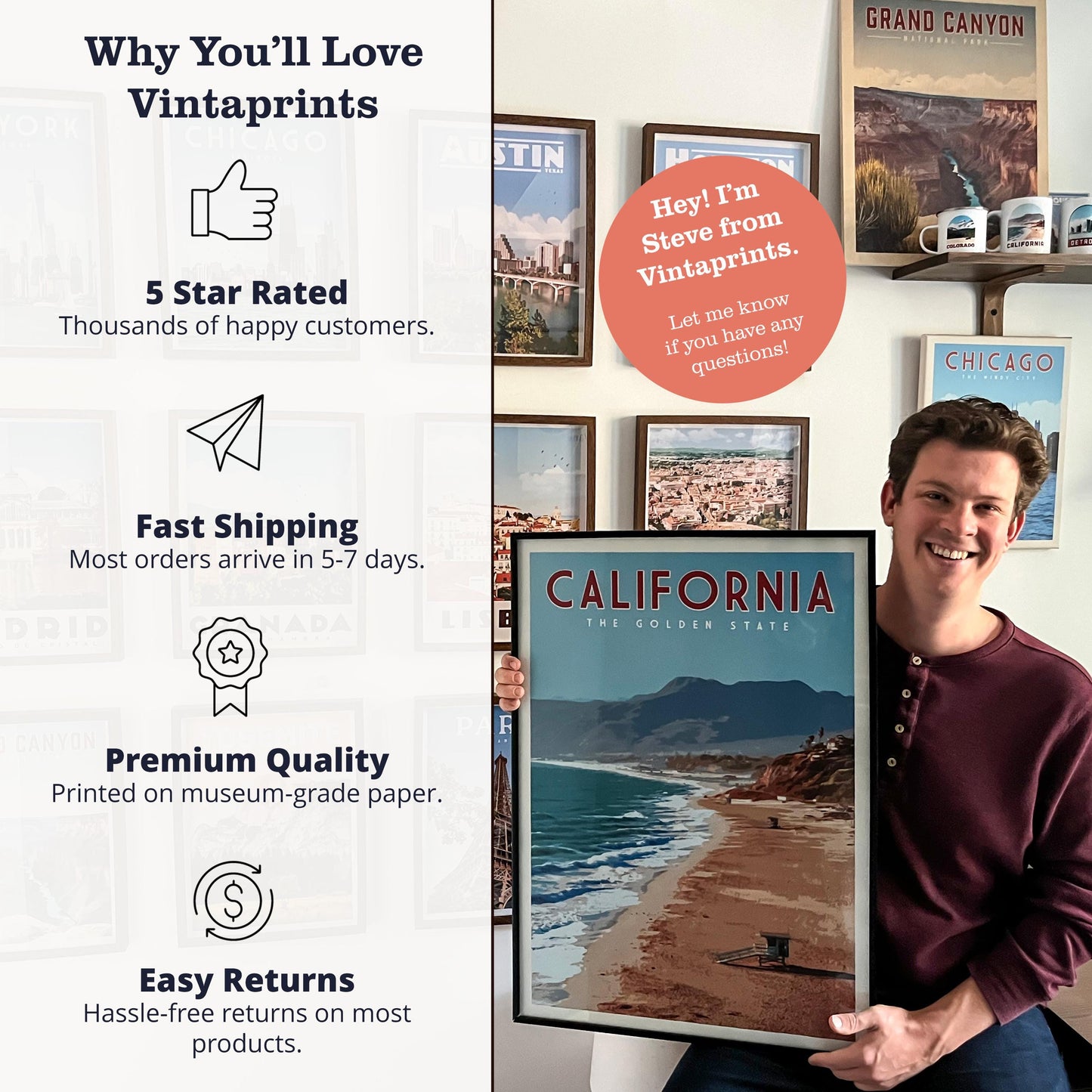 Santa Barbara Poster, Santa Barbara Wall Art | California Travel Poster | Santa Barbara Print, Unique Travel Gift