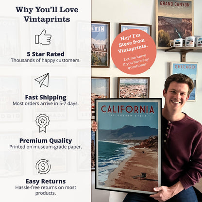 Santa Barbara Poster, Santa Barbara Wall Art | California Travel Poster | Santa Barbara Print, Unique Travel Gift