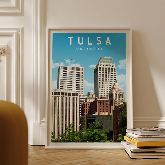 Tulsa Oklahoma Travel Poster, Vintage Tulsa OK Print, Tulsa Wall Art, Oklahoma Home Decor, Oklahoma Gift