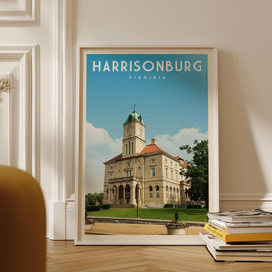 Harrisonburg Poster, Harrisonburg Wall Art Print | Vintage Virginia Travel Poster | Harrisonburg Print, Housewarming Gift Idea