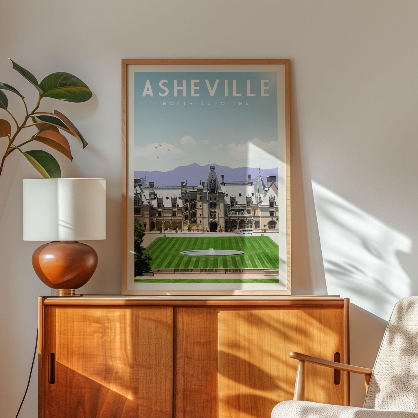 Asheville NC Wall Art, Asheville Art Print, Asheville Travel Poster, North Carolina Decor, Biltmore Estate, Charlotte Gifts