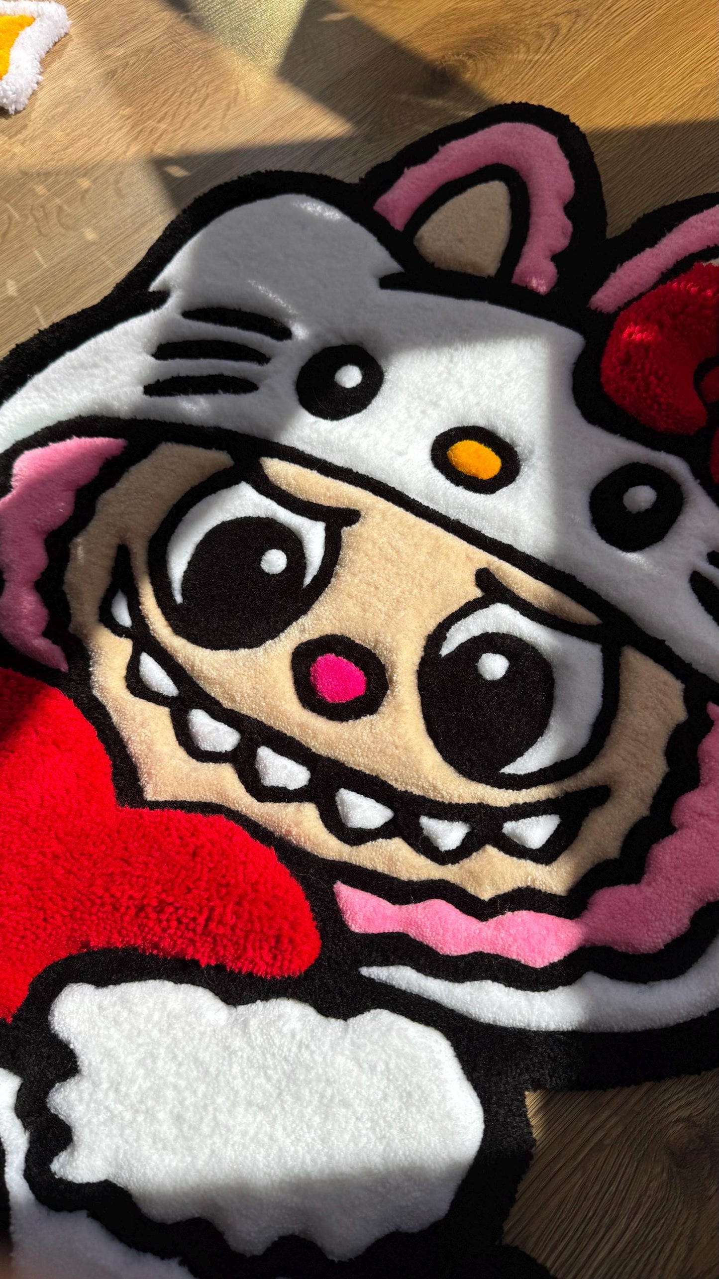 Pink x White Custom Rug – Cute Puffy 3D Tufted Carpet, Kawaii Handmade Decor, Fluffy Anime Rug for Kids Bedroom or Gift for Her