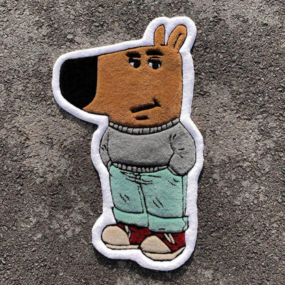 Chill Guy Tufted Rug – Custom Cartoon Rug – Funny Meme Carpet – Handmade Fluffy Statement Rug – Cool Gift for Him