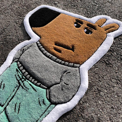 Chill Guy Tufted Rug – Custom Cartoon Rug – Funny Meme Carpet – Handmade Fluffy Statement Rug – Cool Gift for Him