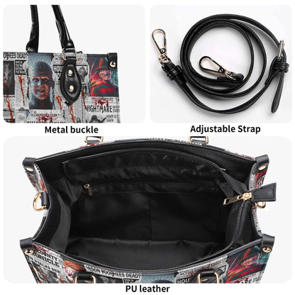 The Horror Gazette, Waterproof Vegan Leather Handbag, Top Handle, High-quality Crossbody Bag, Shoulder bag, Tote Bag, Scary movie lovers