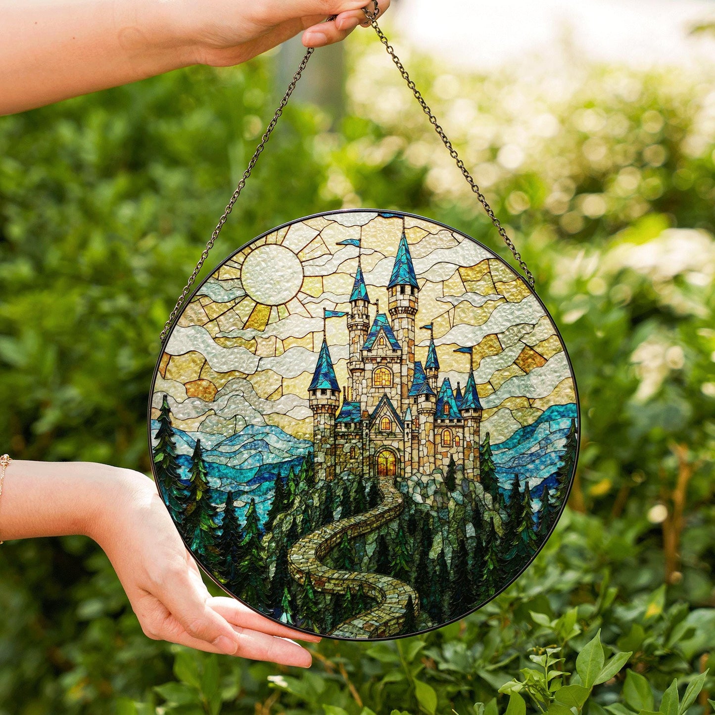 Enchanted Castle Mountain View Fantasy Suncatcher Gift for Dreamer