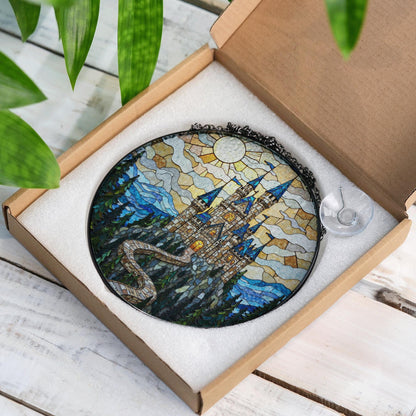 Enchanted Castle Mountain View Fantasy Suncatcher Gift for Dreamer