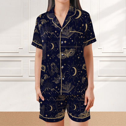 Fantasy Summer pajama set for book lover gift celestial Pjs for bookworm pj set for women satin pajama set for romantasy fans dreamland pjs
