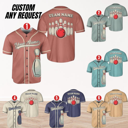 Personalized Vintage Bowling Team Baseball Jersey,Custom Name & Team Bowling Jersey,Uniform For Bowling Team,Bowling Lovers,Sport Gifts BL12