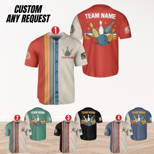 Personalized Vintage Bowling Team Baseball Jersey,Custom Name & Team Bowling Jersey,Uniform For Bowling Team,Bowling Lovers,Sport Gifts BL9