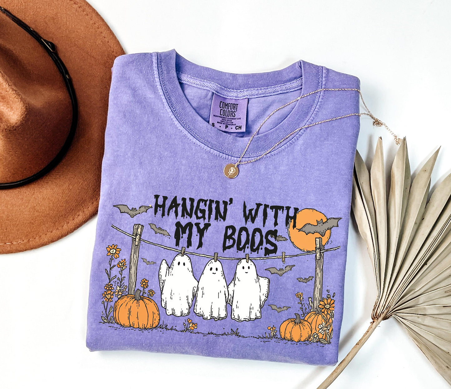 Comfort Colors® Hangin with My Boos Shirt, Funny Hanging Ghost Friends Halloween Shirt, Retro Ghost Shirt, Cute Halloween Shirt, Fall Shirt