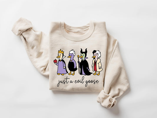Just a Evil Goose Sweatshirt, Villains Halloween Tee, Halloween Party Shirt, Spooky Goose Halloween Sweatshirt, Spooky Season T-Shirt