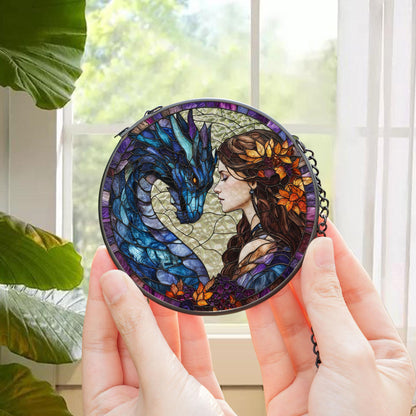 Dragon Glass Suncatcher, Dragon Lovers Gift, Dragon Inspired Art, Dragon Ornament, Fantasy Dragon Window Hanging, Ornament Gift for Mythical