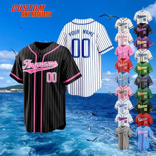Custom Pinstripe Baseball Jersey with Personalized Team Name Number,Custom Embroidered Stripe Team Jersey,Baseball Couple Jersey and Gifts