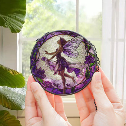 Purple Butterfly Fairy Glass Suncatcher, Fairy Garden Decor, Butterfly Fairy Ornament, Fantasy Decor, Magical Decor, Gift for Fantasy Lovers