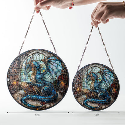 Book Dragon Suncatcher Ornament, Fantasy Dragon Glass Window Hanging, Dragon Gift, Bookish Home Decor, Librarian Gift, Book Lover Gifts