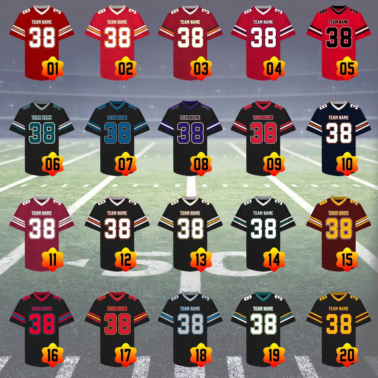 Custom Football Jersey Personalized Embroidery Name Number Logo Game Training Shirt Football Lover Uniform Gift for Men Women Youth Kids Fan