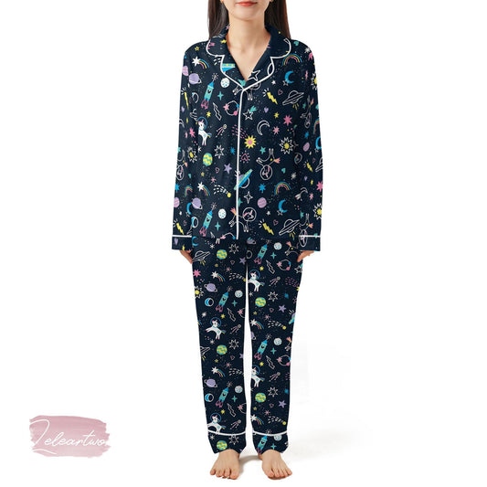 Space Magic Set – Cute Cosmic Pajama Shorts | Galaxy Astronaut Sleepwear | Fun Star Lounge Gift