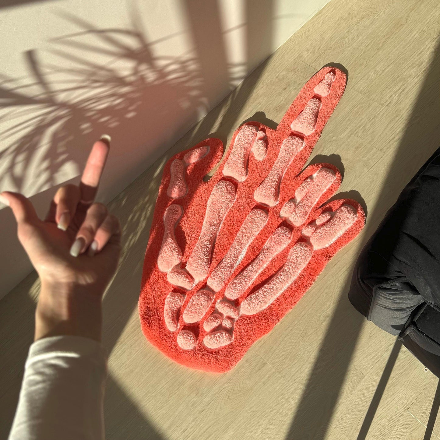 3D Skeleton Hand Rug: Modern Tufted Accent Rug