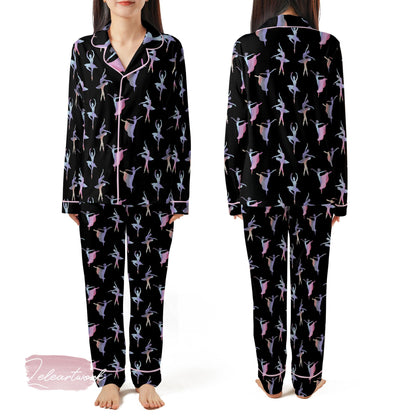 Ballerinas Purple Pink Set – Dance Lover Pajama Shorts | Pastel Ballet Sleepwear | Elegant Dancer Lounge Gift