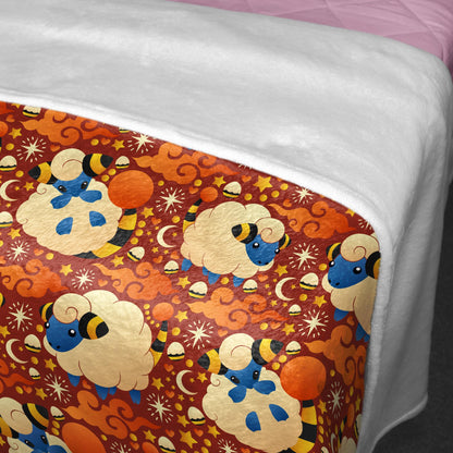 Mareep Fleece Blanket, Cute Electric Sheep Throw, Cozy Cotton Blanket, Funny Baby Blanket, Home Decor Mareep Blanket Gifts