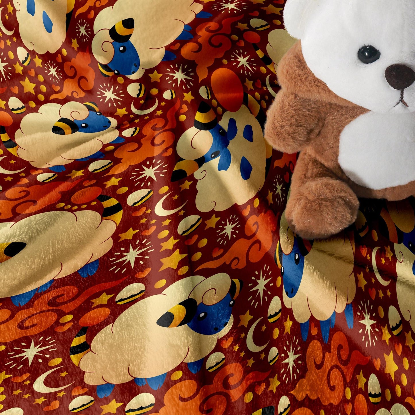 Mareep Fleece Blanket, Cute Electric Sheep Throw, Cozy Cotton Blanket, Funny Baby Blanket, Home Decor Mareep Blanket Gifts