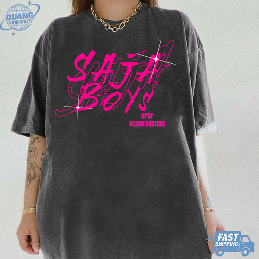 Kpop Saja Boys Shirt, Kpop Demon Hunters T-shirt, Demon Hunters Merch, Kpop Huntrix Pin shirt, Saja Boys Fan Gifts