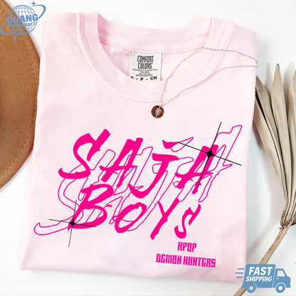 Kpop Saja Boys Shirt, Kpop Demon Hunters T-shirt, Demon Hunters Merch, Kpop Huntrix Pin shirt, Saja Boys Fan Gifts