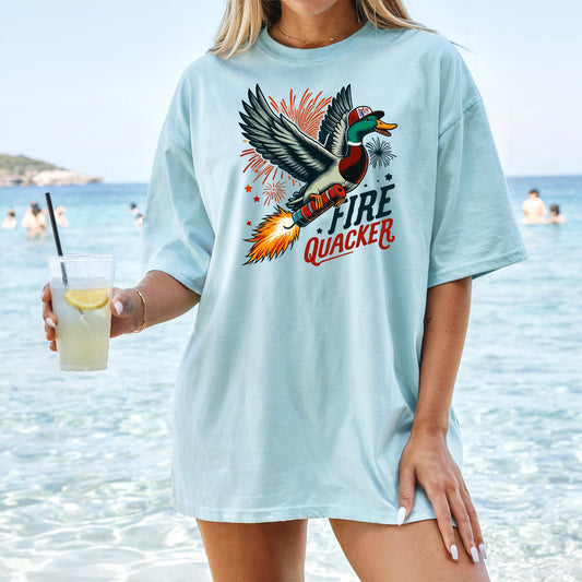 Comfort Colors® American Fire Quacker T-Shirt, Patriotic Duck Hunting Tee,Independence Day Apparel,Duck Hunter Gift Idea,Unique Duck T-Shirt