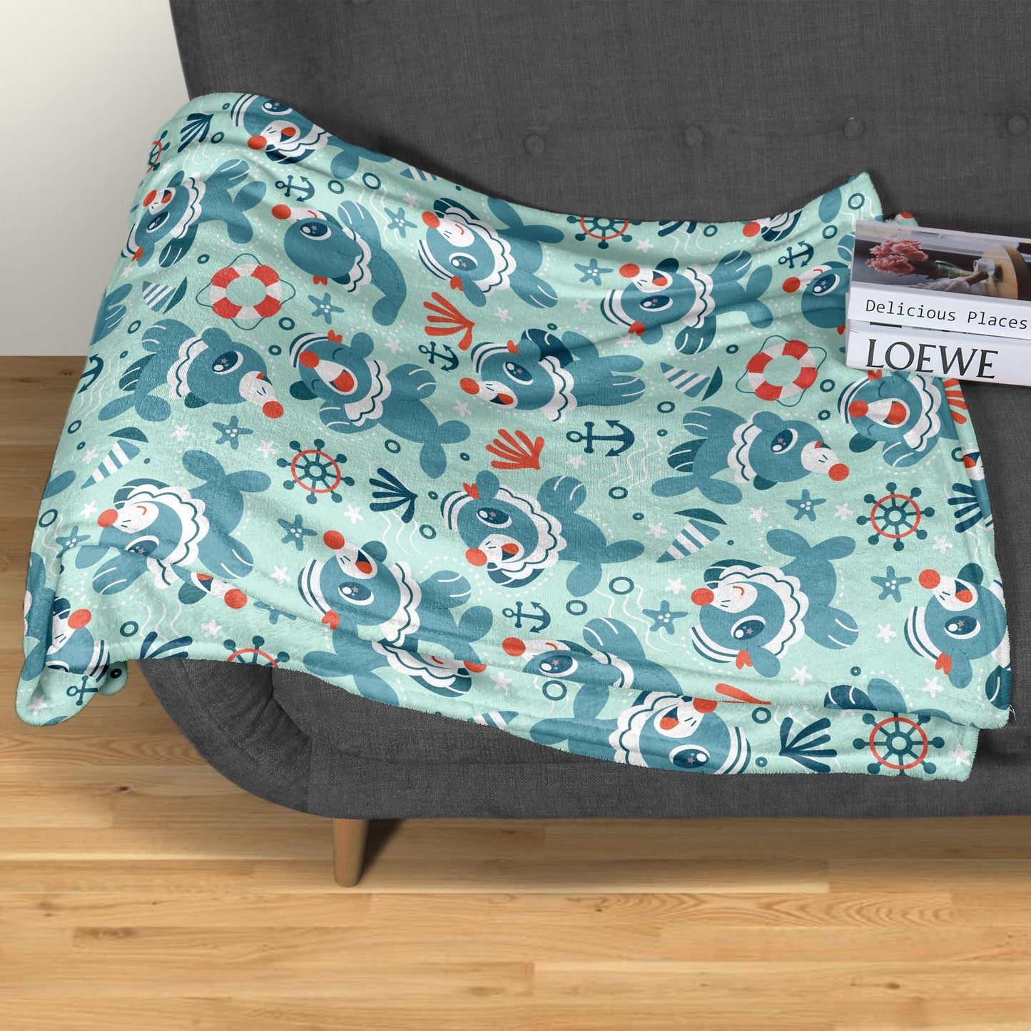 Popplio Fleece Blanket Home Decor Throw Blanket Bedroom Decor Baby Blanket Cute Cotton Blanket Popplio Blanket Gifts