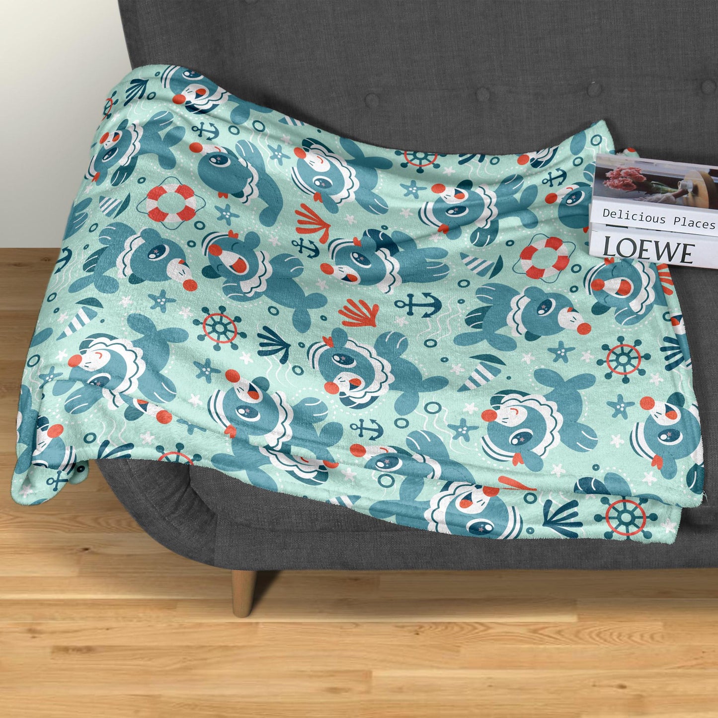 Popplio Fleece Blanket Home Decor Throw Blanket Bedroom Decor Baby Blanket Cute Cotton Blanket Popplio Blanket Gifts