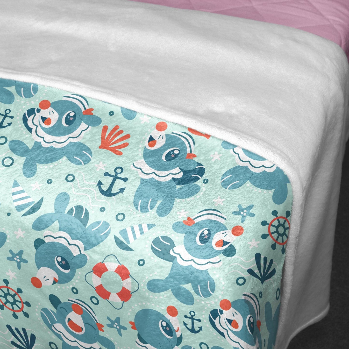 Popplio Fleece Blanket Home Decor Throw Blanket Bedroom Decor Baby Blanket Cute Cotton Blanket Popplio Blanket Gifts