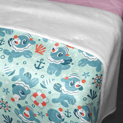 Popplio Fleece Blanket Home Decor Throw Blanket Bedroom Decor Baby Blanket Cute Cotton Blanket Popplio Blanket Gifts