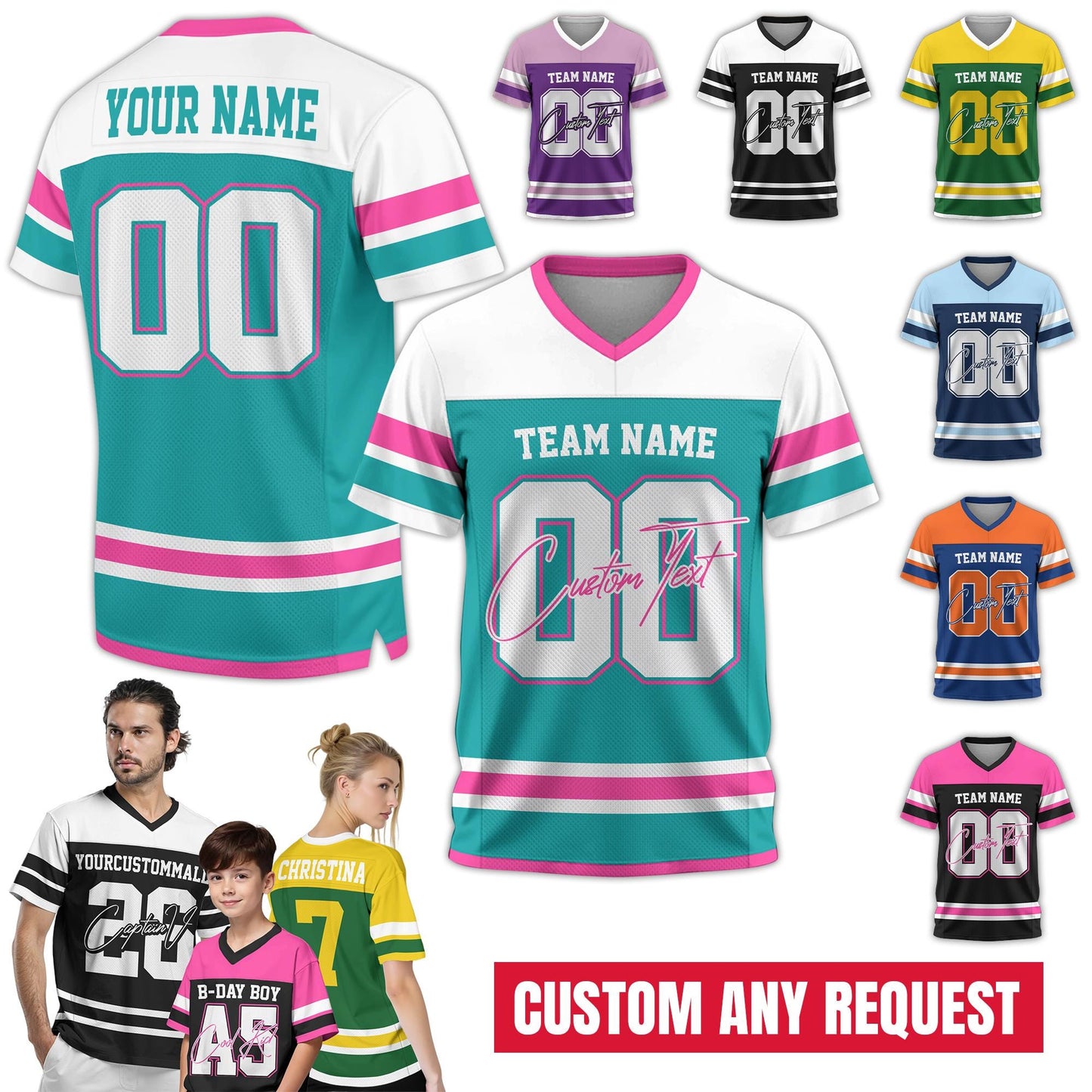 Personalized Team Name Number Football Jersey Shirt For Adult Kid, Custom Name Jersey Shirt For Football Fan Tee College football shirts