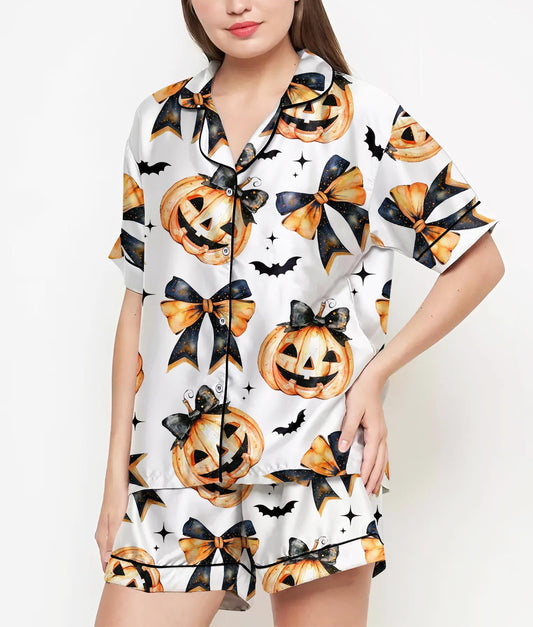 Halloween Gifts, Halloween Shirt, Pajamas Satin Set, Ghost Shirt, Cute Ghost Shirt Design, Pumkin Halloween Coquette, Spooky Season