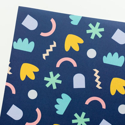 Abstract Wrapping Paper 700x500mm - Navy Blue Gift Wrap - Birthday Wrapping Paper - Children's Wrapping Paper - Geometric Gift Wrap
