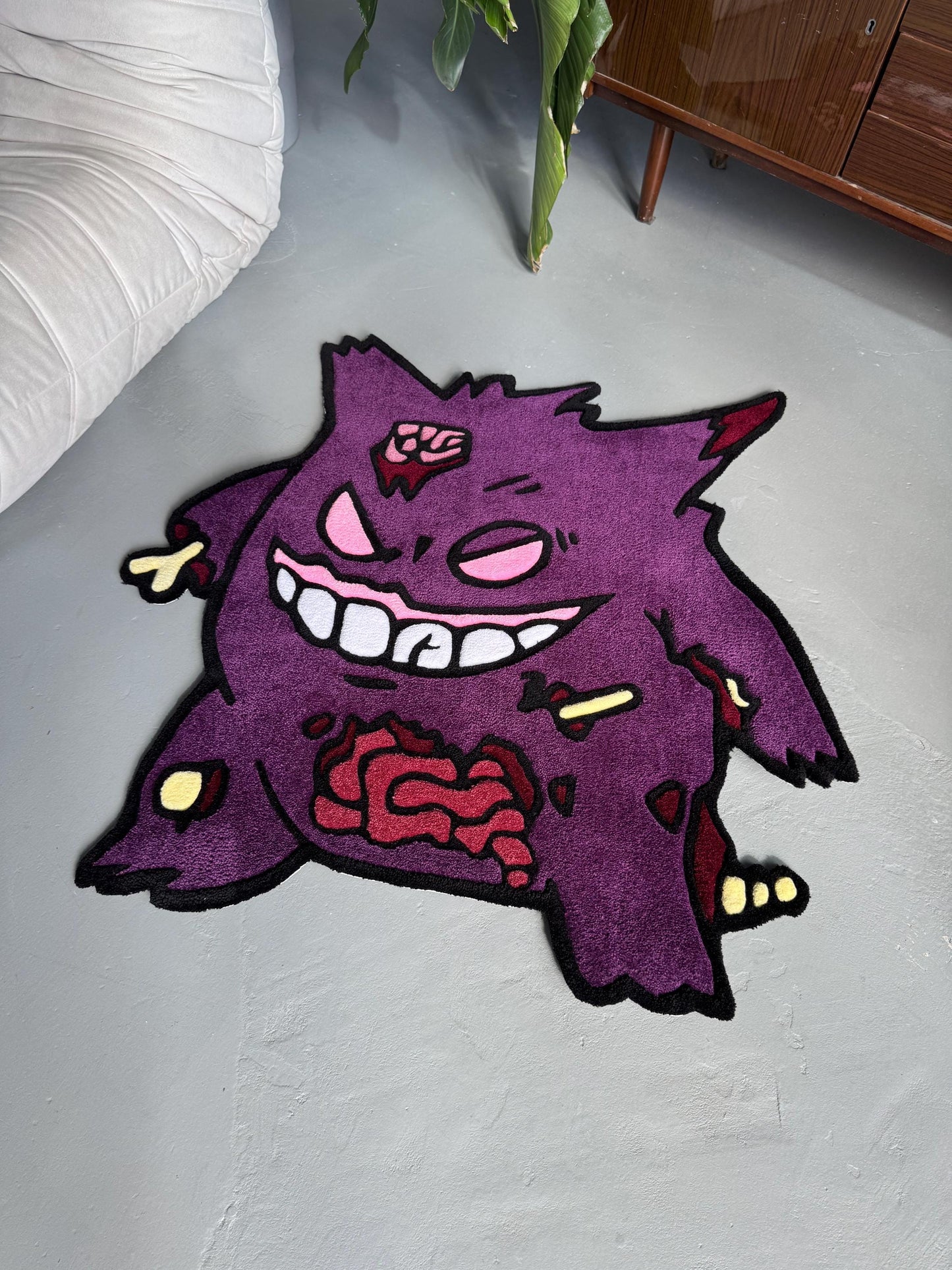 Handmade Tufted Cartoon-Inspired Zombie Ghost Rug – Creepy Cute Horror Decor, Unique Gift for Friends and Family