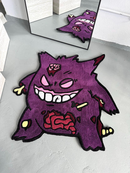 Handmade Tufted Cartoon-Inspired Zombie Ghost Rug – Creepy Cute Horror Decor, Unique Gift for Friends and Family