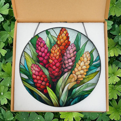 Tropical Ginger Flower Stained Glass Suncatcher, Tropical Home Style, Gift for Gardeners, Nature Lovers Gift, Tropical Ginger Lovers Gift