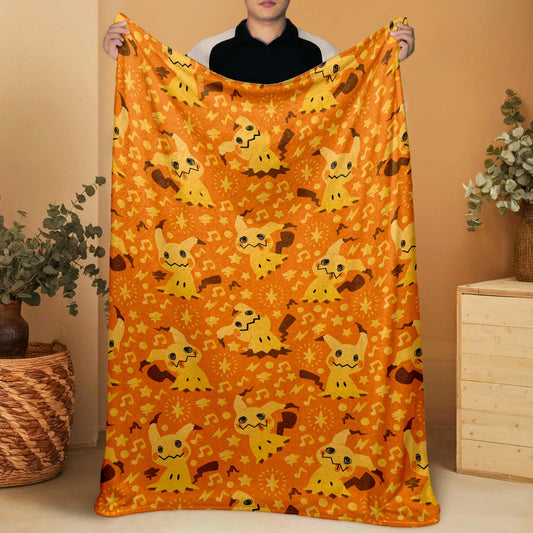 Mimikyu Fleece Blanket, Cute Ghost Throw Blanket, Cozy Cotton Blanket, Halloween Baby Gift, Kawaii Home Decor, Mimikyu Blanket Gifts