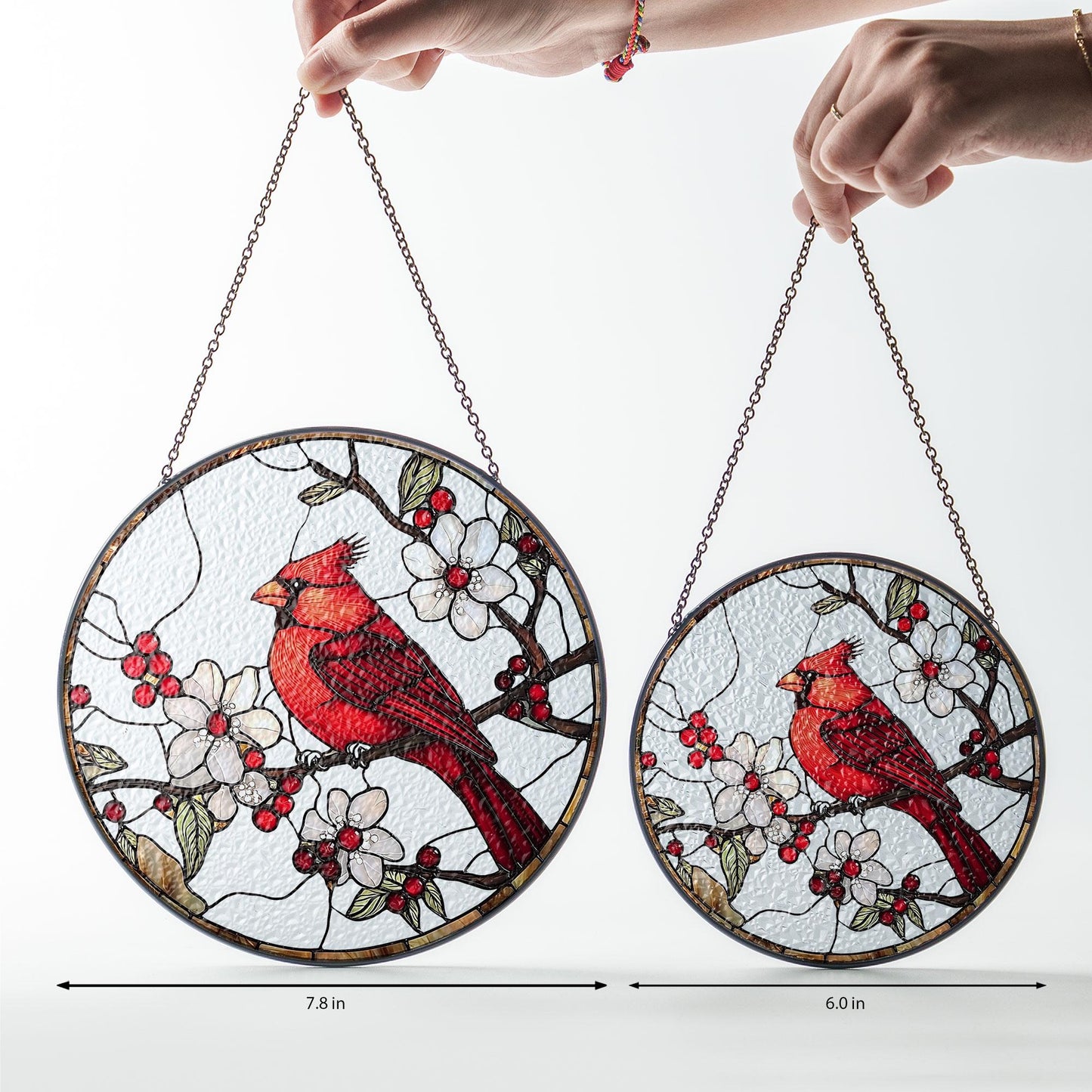 Cardinal Stained Glass Suncatcher, Bird Lover Gift, Bird Glass Suncatcher, Memorial Suncatcher, Bird Memorial Gift, Red Cardinal Ornament