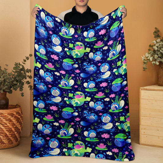 Poliwag Fleece Blanket Home Decor Throw Blanket Bedroom Decor Baby Blanket Cute Politoed Blanket Poliwag Blanket Gifts