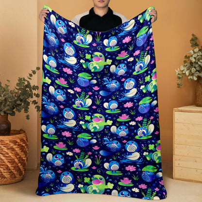 Poliwag Fleece Blanket Home Decor Throw Blanket Bedroom Decor Baby Blanket Cute Politoed Blanket Poliwag Blanket Gifts