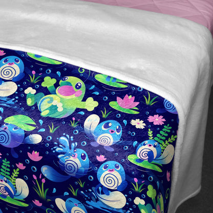 Poliwag Fleece Blanket Home Decor Throw Blanket Bedroom Decor Baby Blanket Cute Politoed Blanket Poliwag Blanket Gifts